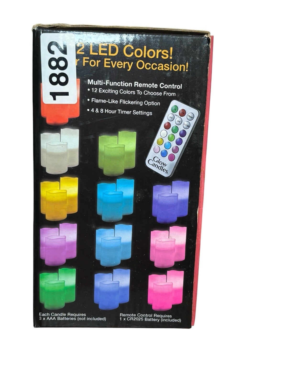 GLOW CANDLES Flameless Color-Changing Real Wax 12 LED Colors 3 Candles + Remote