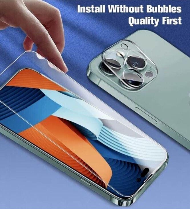 *iPhone 12 Pro Max 5D Tempered Glass Screen & Camera Protectors ~ 3 of Pack