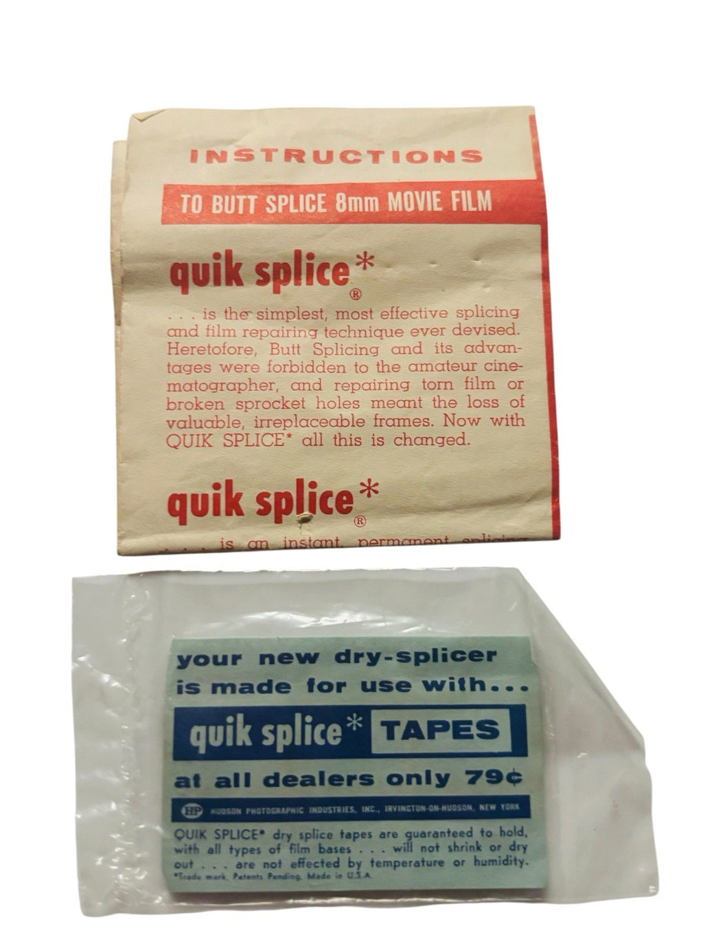 Tower Quik Splice 8mm Automatic Butt Splicer Vintage Film Repair Tool No. 9367