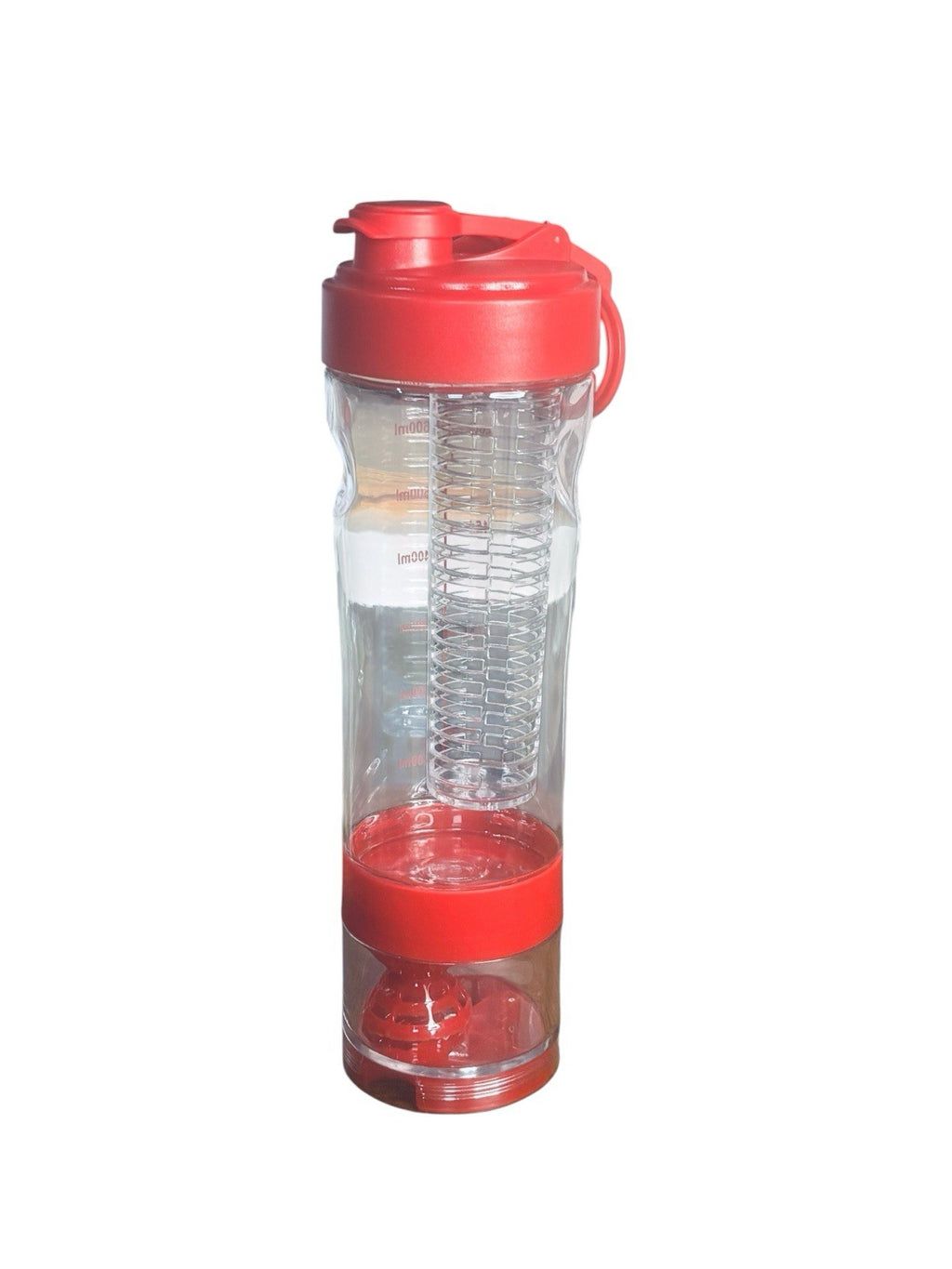 22oz Fruit Infuser Water Bottle, Tritan with Built-in Infuser Basket, Red