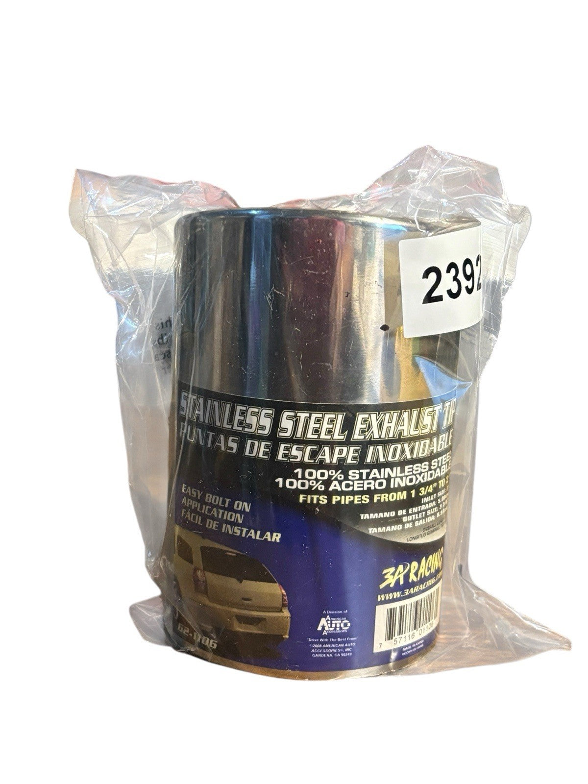 *3A Racing Stainless Steel Exhaust Tip (Model 62-1106), Preowned.