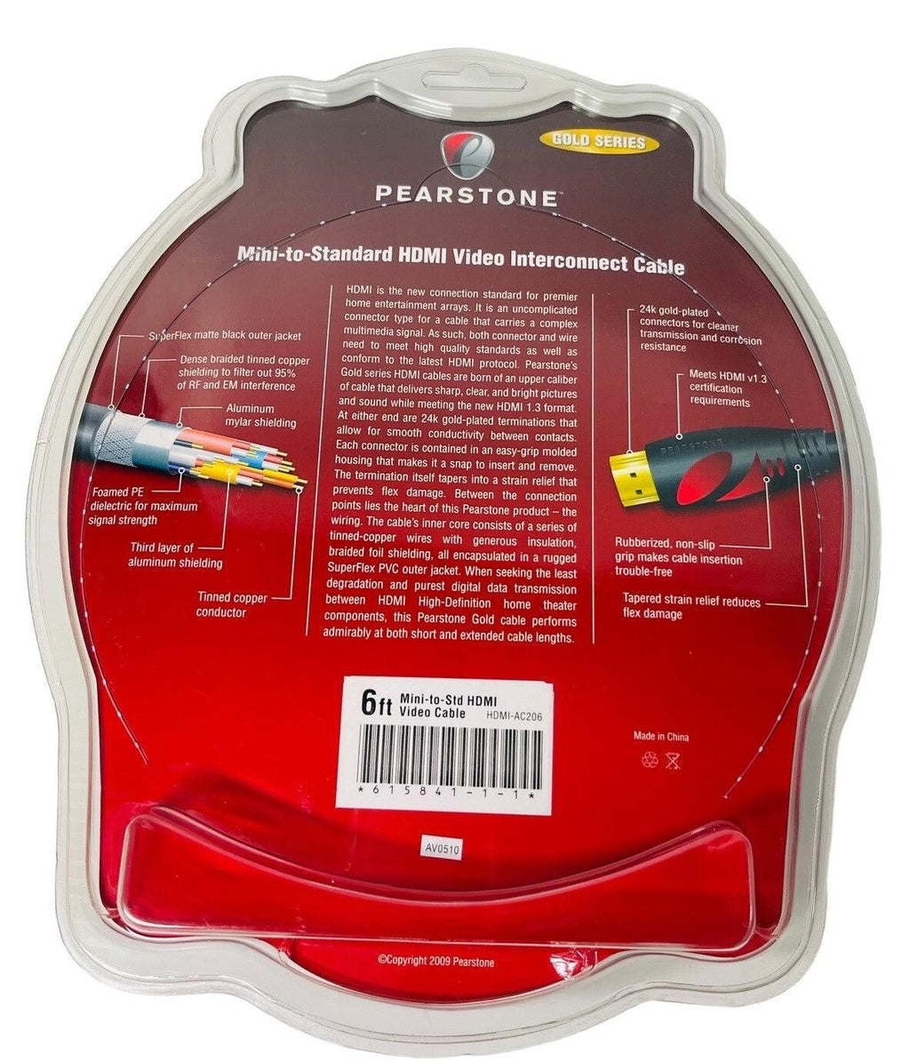 *Pearstone Gold Series HDMI Mini-to-Standard Cable 6 Feet HDMI-AC206, NEW!