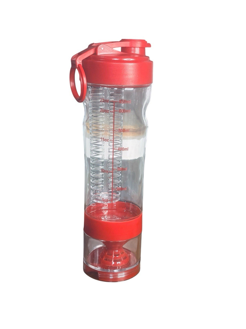 22oz Fruit Infuser Water Bottle, Tritan with Built-in Infuser Basket, Red