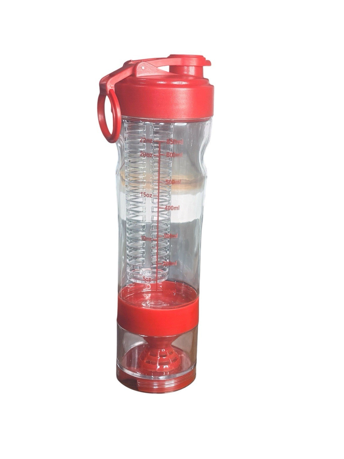 22oz Fruit Infuser Water Bottle, Tritan with Built-in Infuser Basket, Red