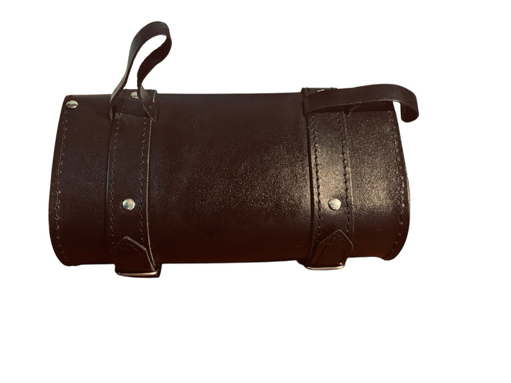 *12'' Leather Motorcycle Fork Tool Bag SaddleBag Storage Pouch Luggage Handlebar