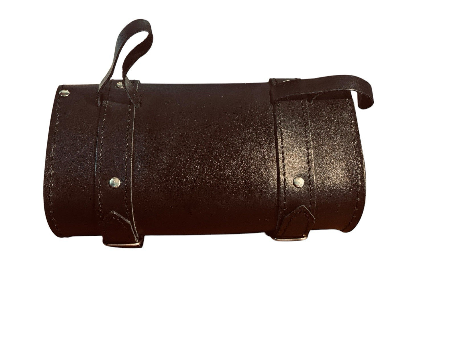 *12'' Leather Motorcycle Fork Tool Bag SaddleBag Storage Pouch Luggage Handlebar