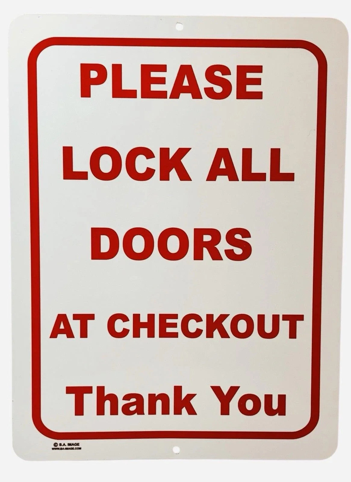 LOCK ALL DOORS, Aluminum Metal Sign Horizontal 12in x 9 in.