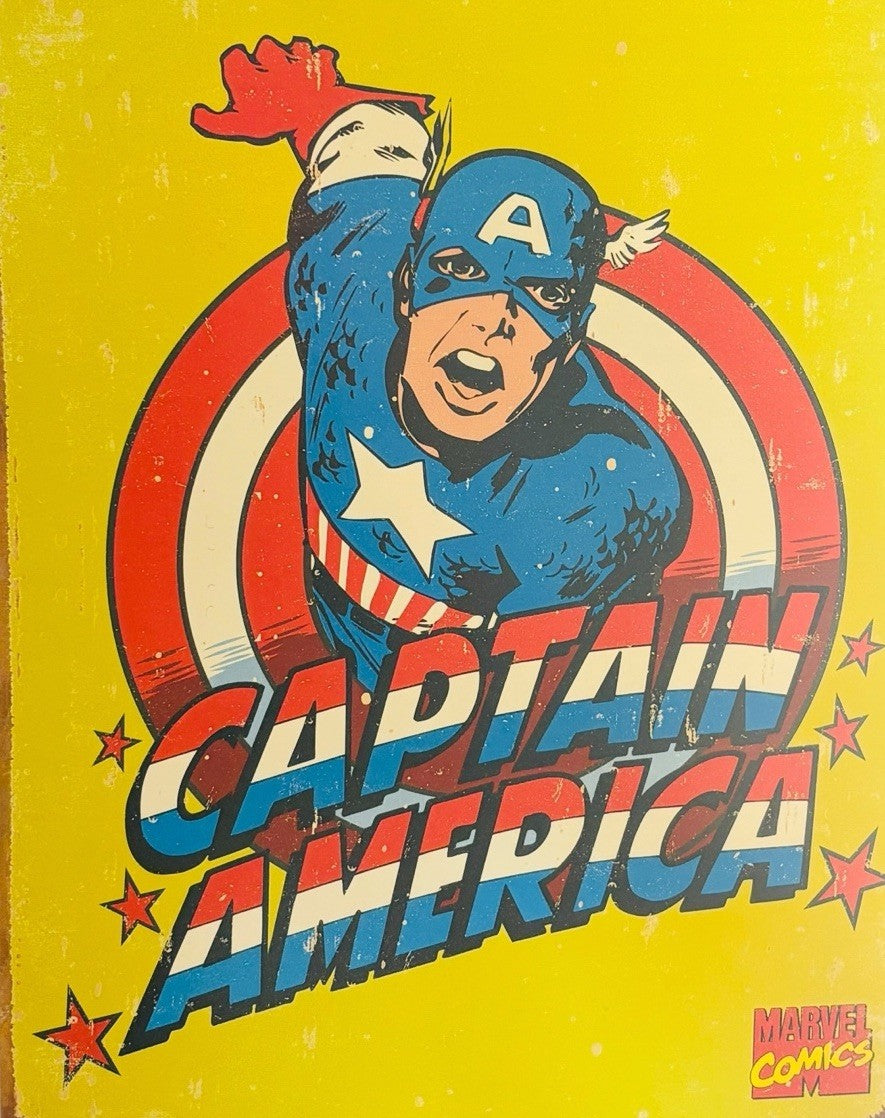 2007 Captain America Retro Metal Tin Poster Wall Art Marvel Characters Inc USA