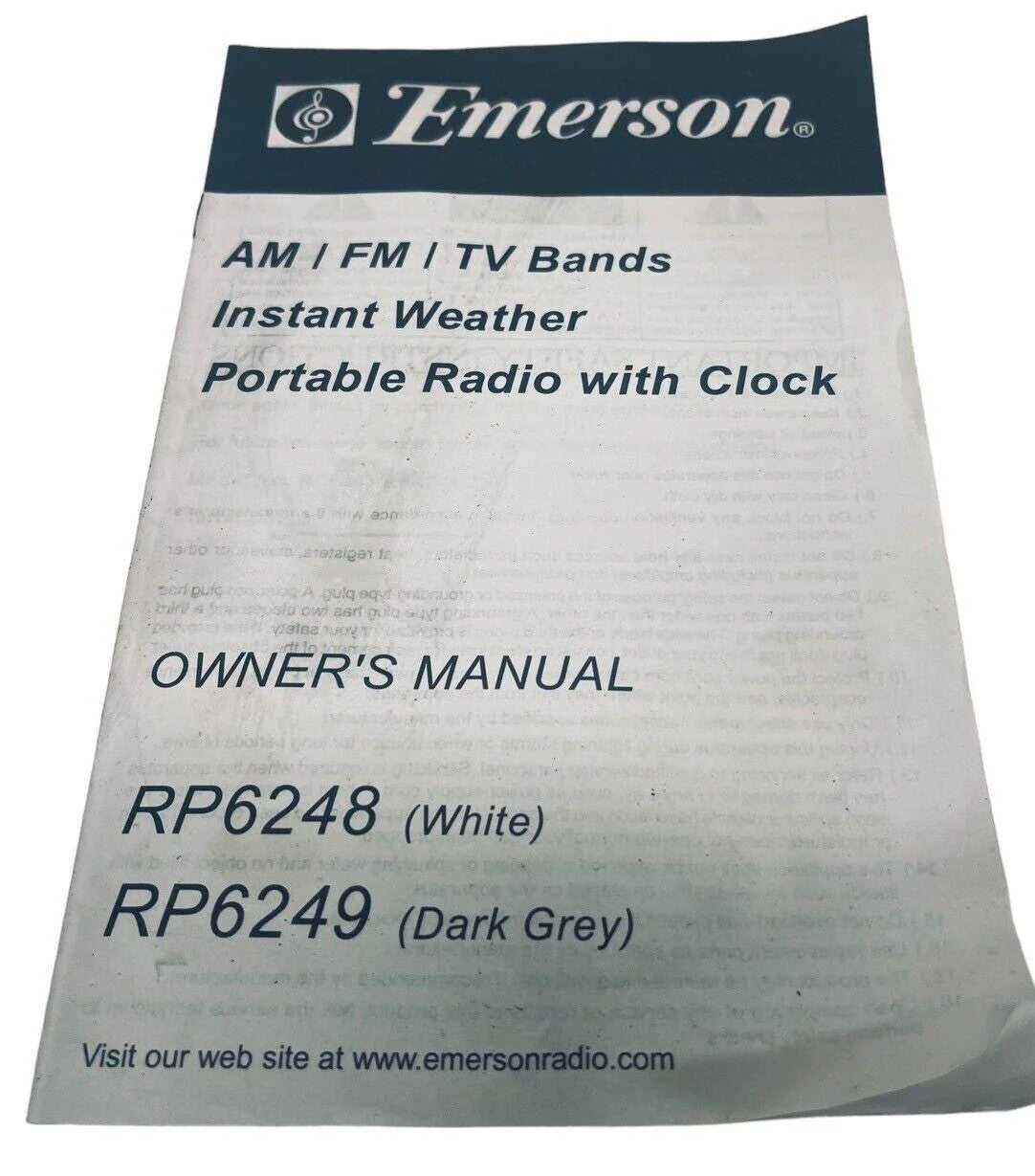 Instant Weather Radio Portable AM /FM with TV Sound Emerson RP6249 LCD Clock