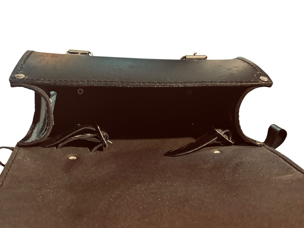 *12'' Leather Motorcycle Fork Tool Bag SaddleBag Storage Pouch Luggage Handlebar