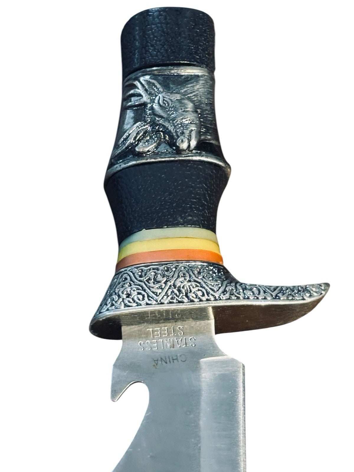 Ornate Deer Cutlery Buck Bouy Knife, with Belt Sheath Holder.