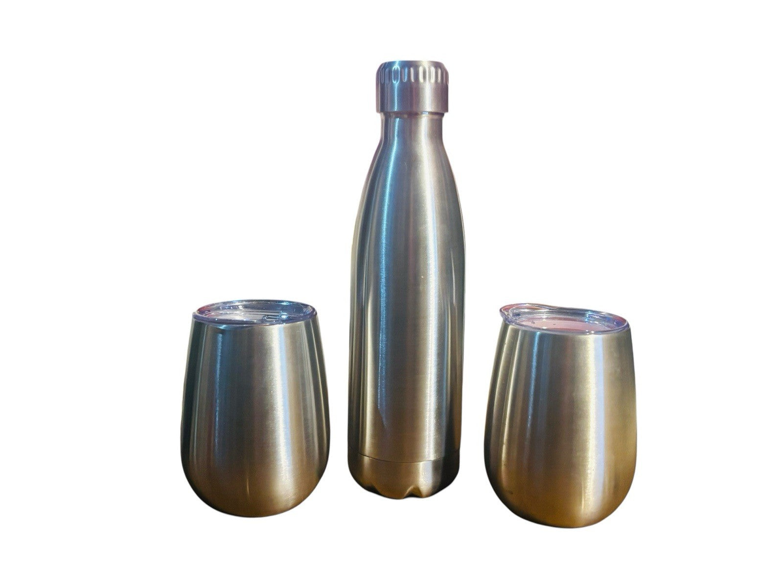 * Stainless Steel Vacuum 16oz Bottle with 2-10oz. Cups "QUES" Logo