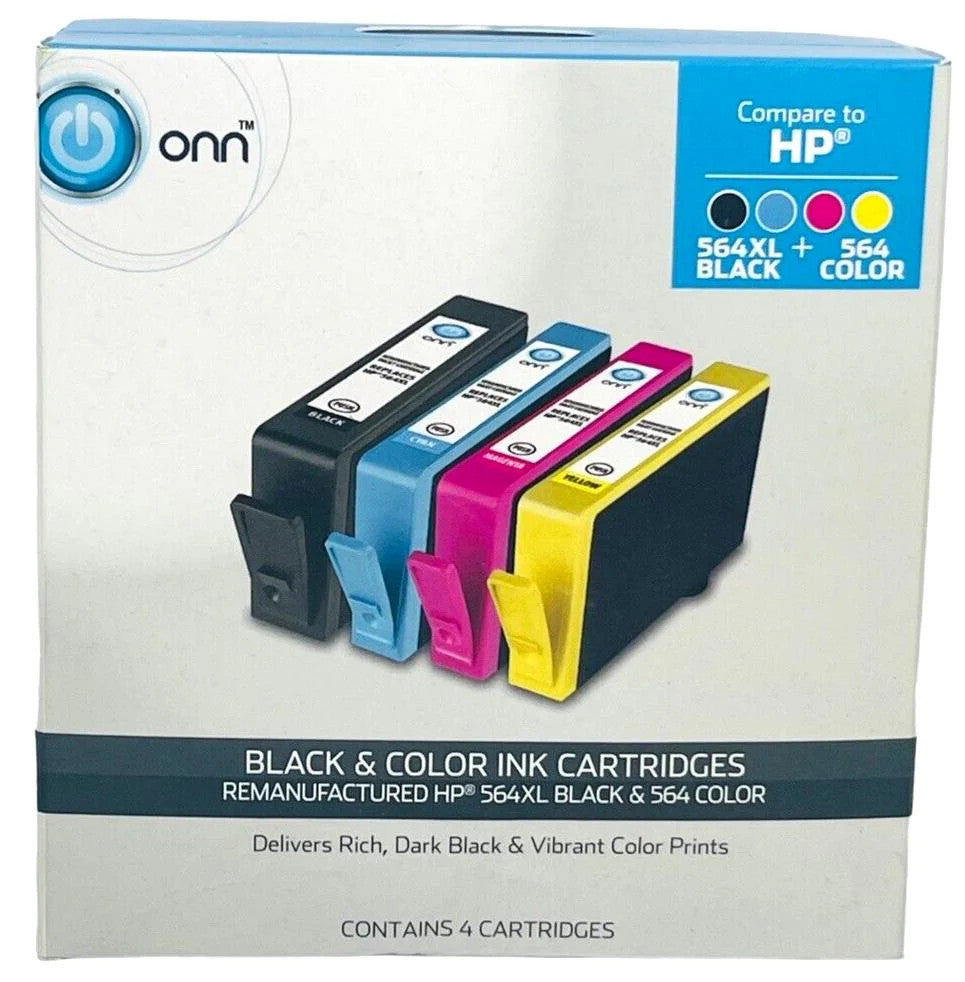 *onn Printer Ink Cartridges for HP (Black 564 XL + Color 564) 4 Cartridges