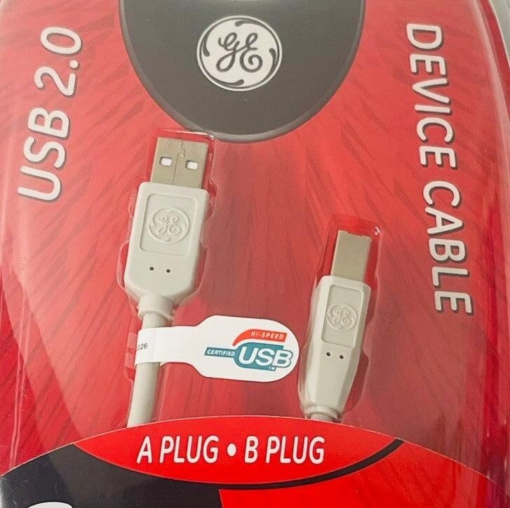 *GE USB 2.0 DEVICE CABLE 6 Ft, Windows & Macintosh Compatible HO97891 NEW-SEALED