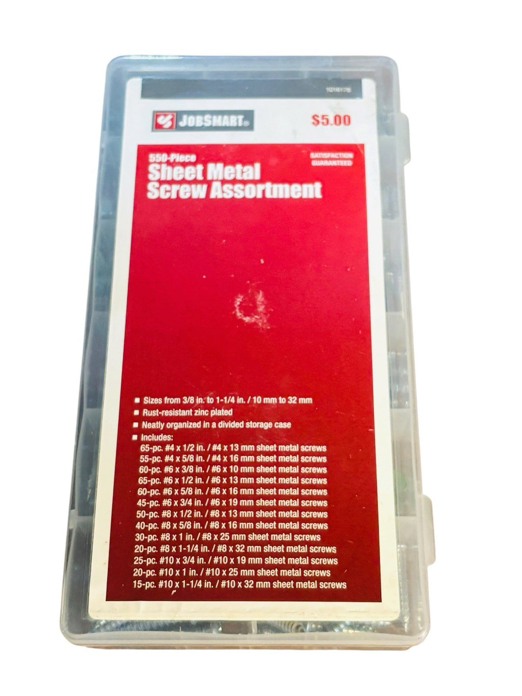JOBSMART 500-Piece Sheet Metal Screw Assortment, Rust-Resistant, Zinc Plated