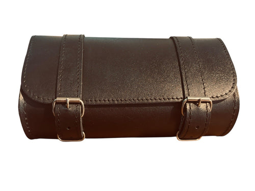 *12'' Leather Motorcycle Fork Tool Bag SaddleBag Storage Pouch Luggage Handlebar