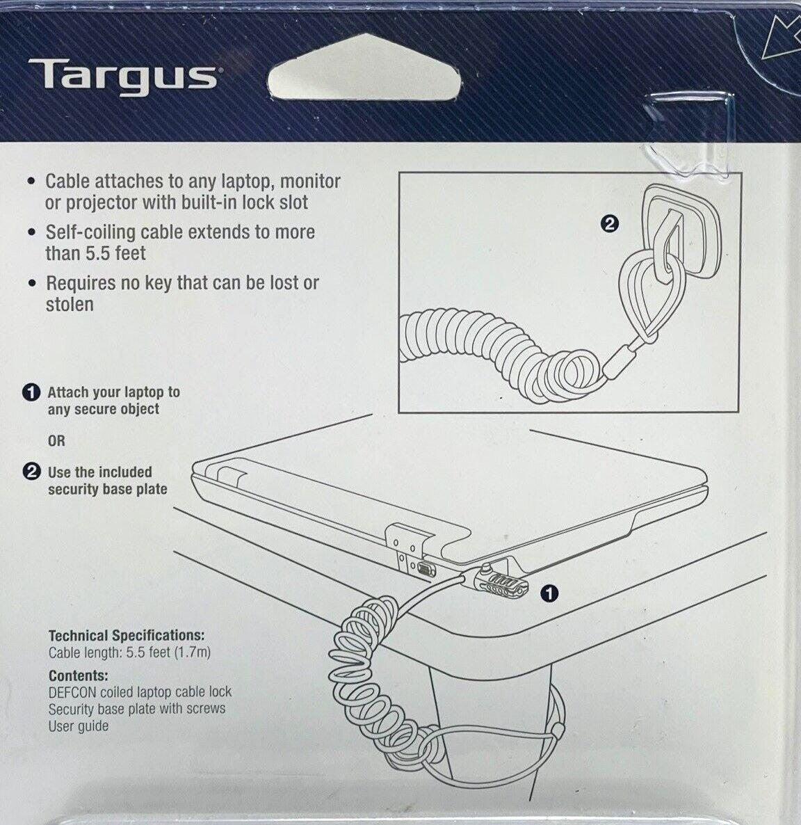 *LAPTOP CABLE LOCK (COMBINATION-LOCK) Extends 5.5 FT COMPACT DESIGN by: Targus