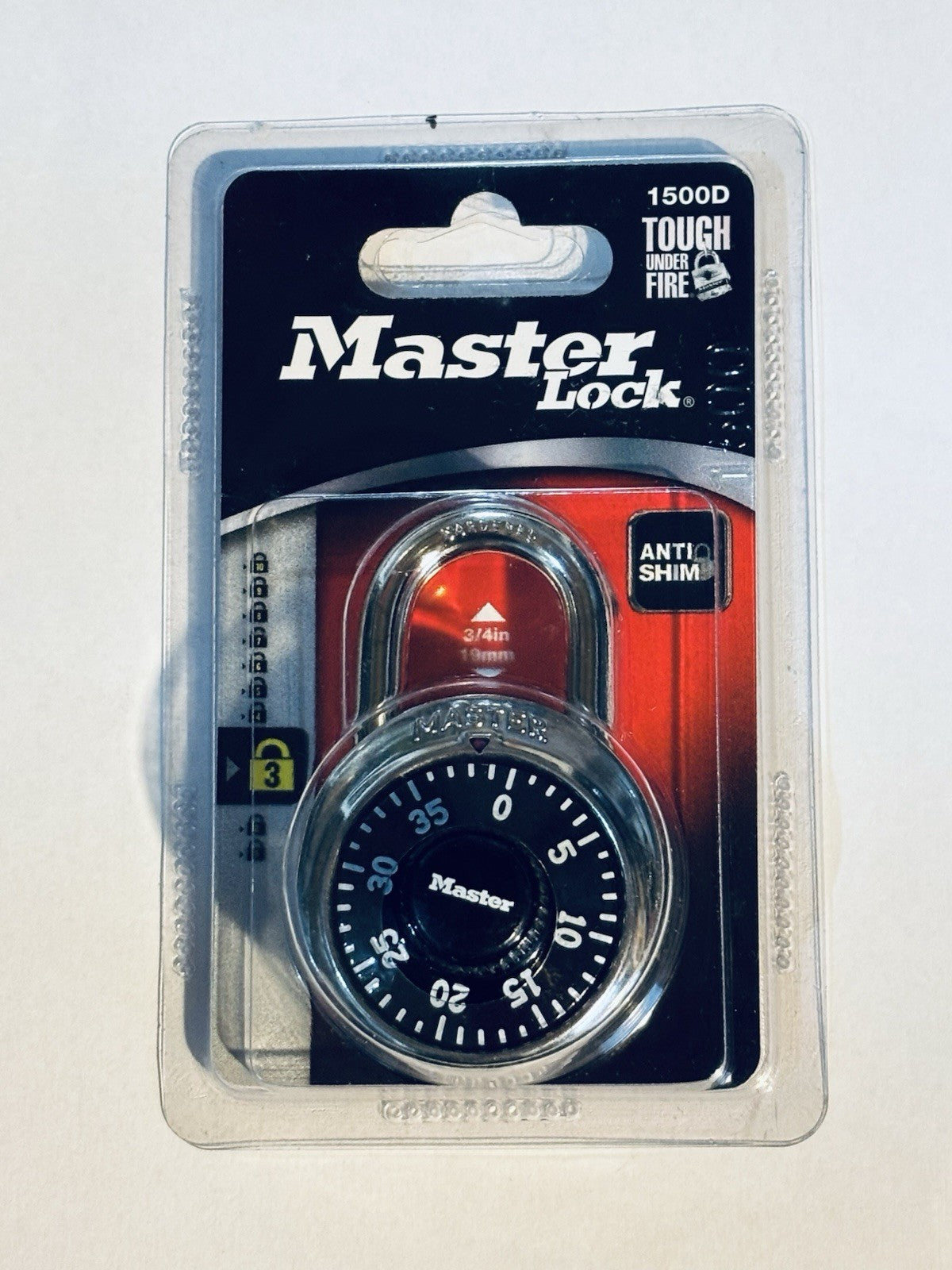 Master Lock 1500D Combination Padlock Steel 9/32" Shackle Indoor Outdoor 3/4"