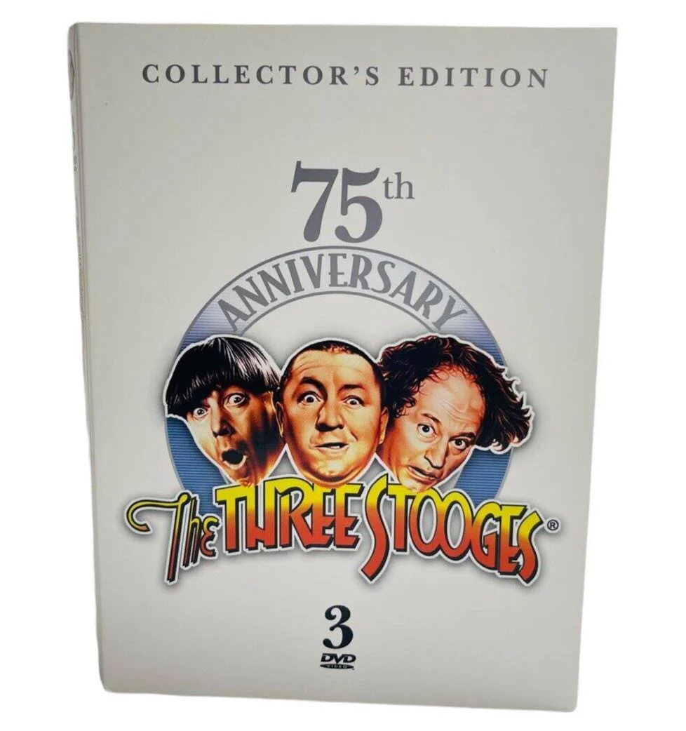 *THE THREE STOOGES COLLECTOR DVD SET with BIO BOOK & PHOTOS, 75th ANNIVERSARY
