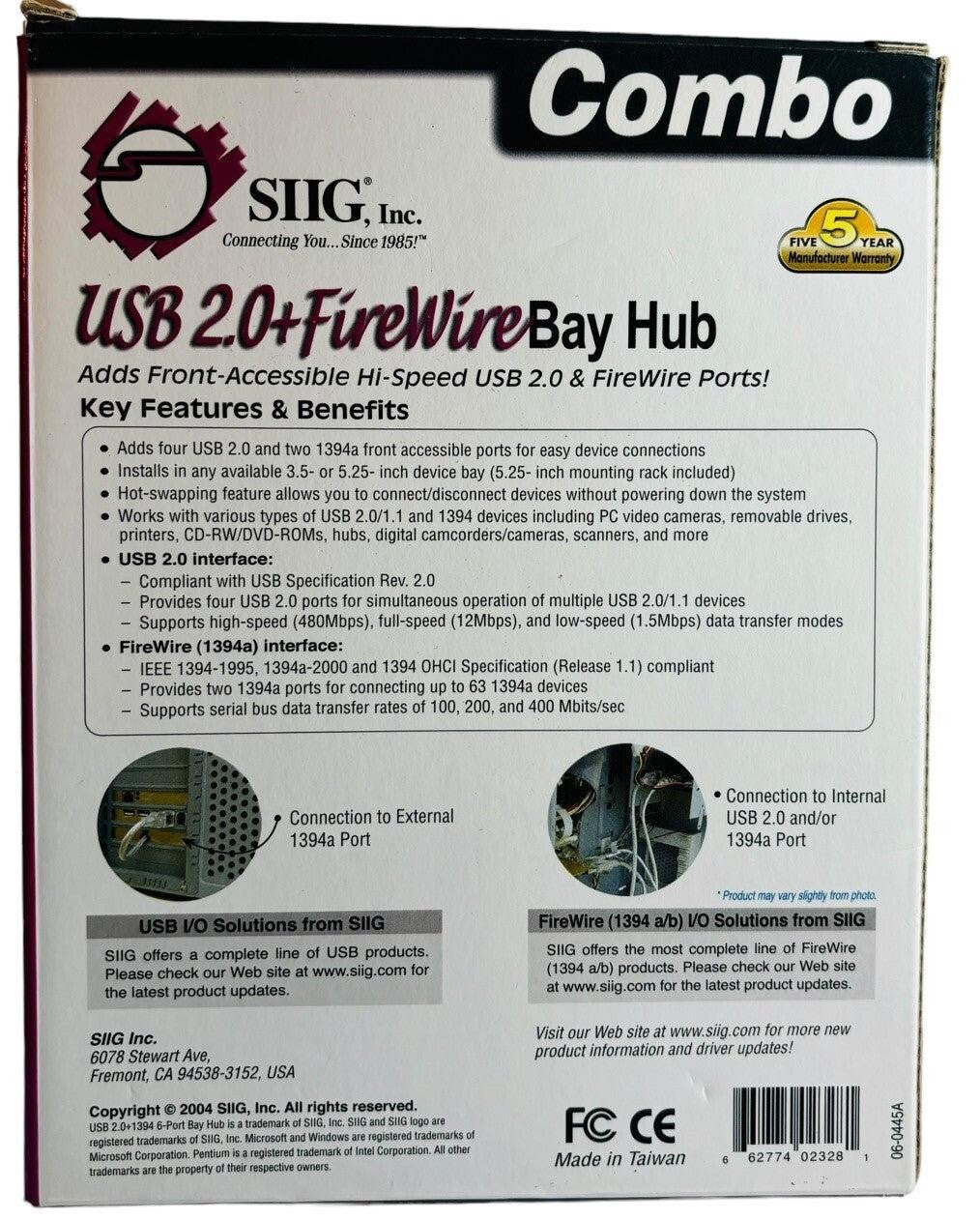 SIIG  USB20+1394 6-Port Bay (JUH62B22) 4-Ports Internal Hub "NEW"