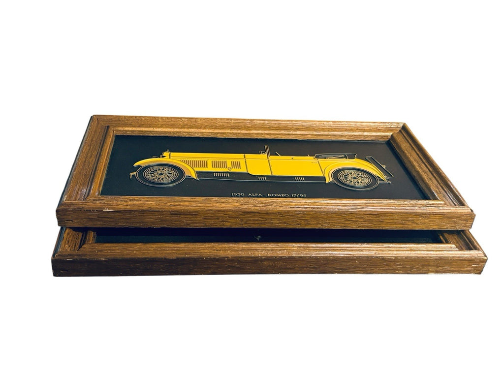 Hugh Evelyn LTD Frank Down Wall Frame Plaque 1930 Alfa-Romeo 1927 Rolls-Royce