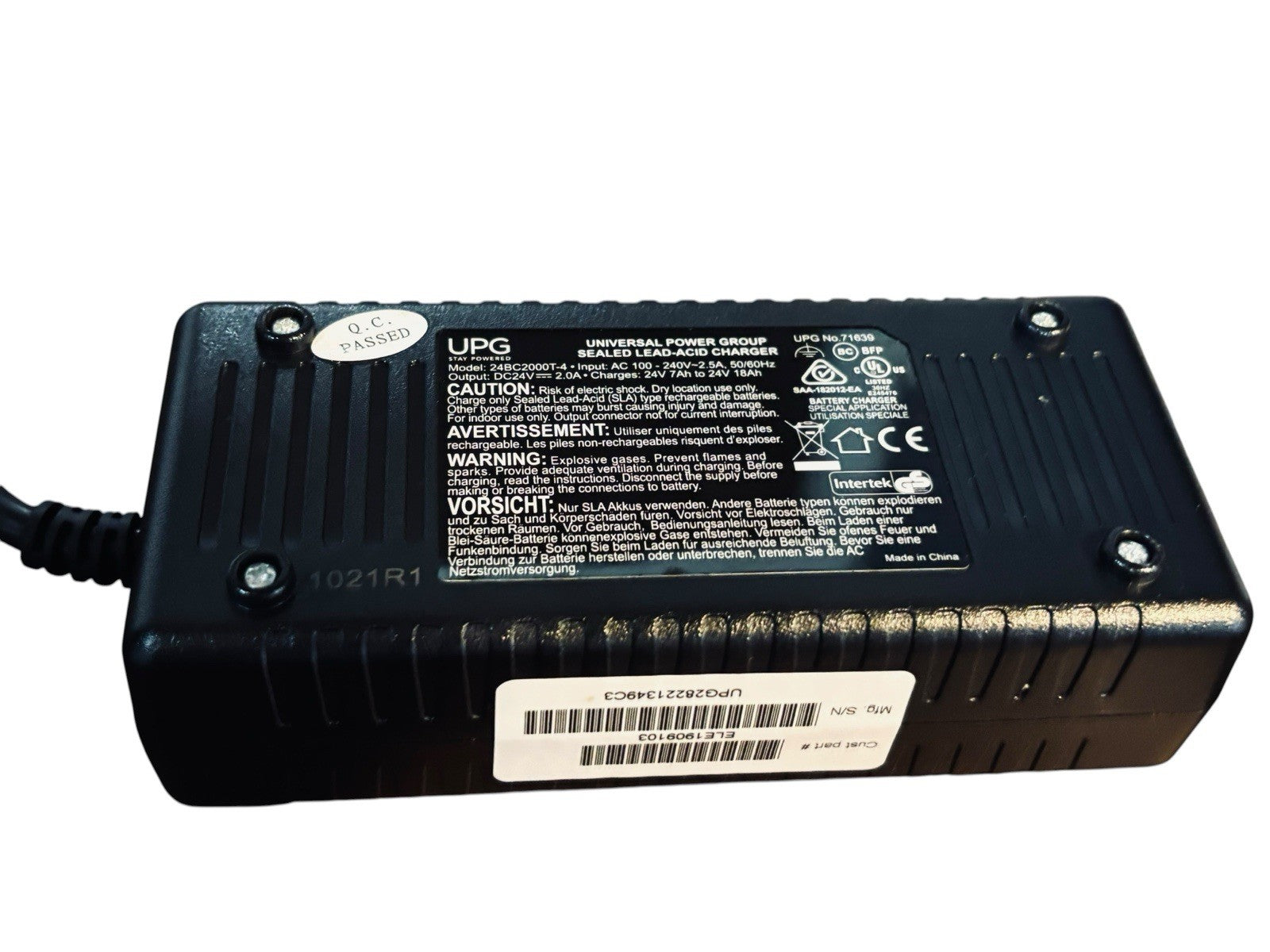 UPG 24V 3.5A Automatic Lead Acid Battery Charger XLR 24BC3500T-4