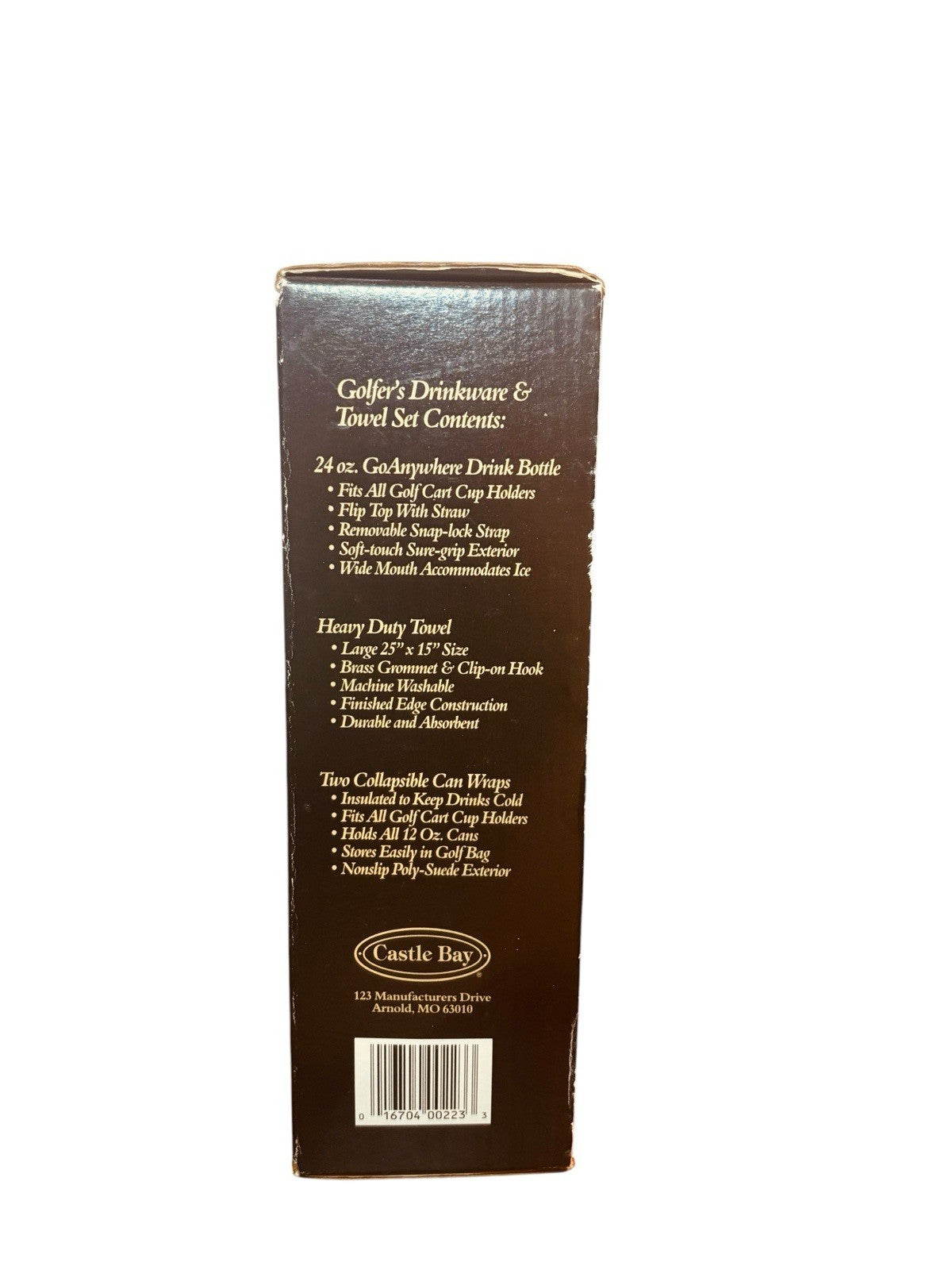 GOLFERS Drinkware & Towel Set, by Castle Bay 4-Piece Set, BRAND NEW.