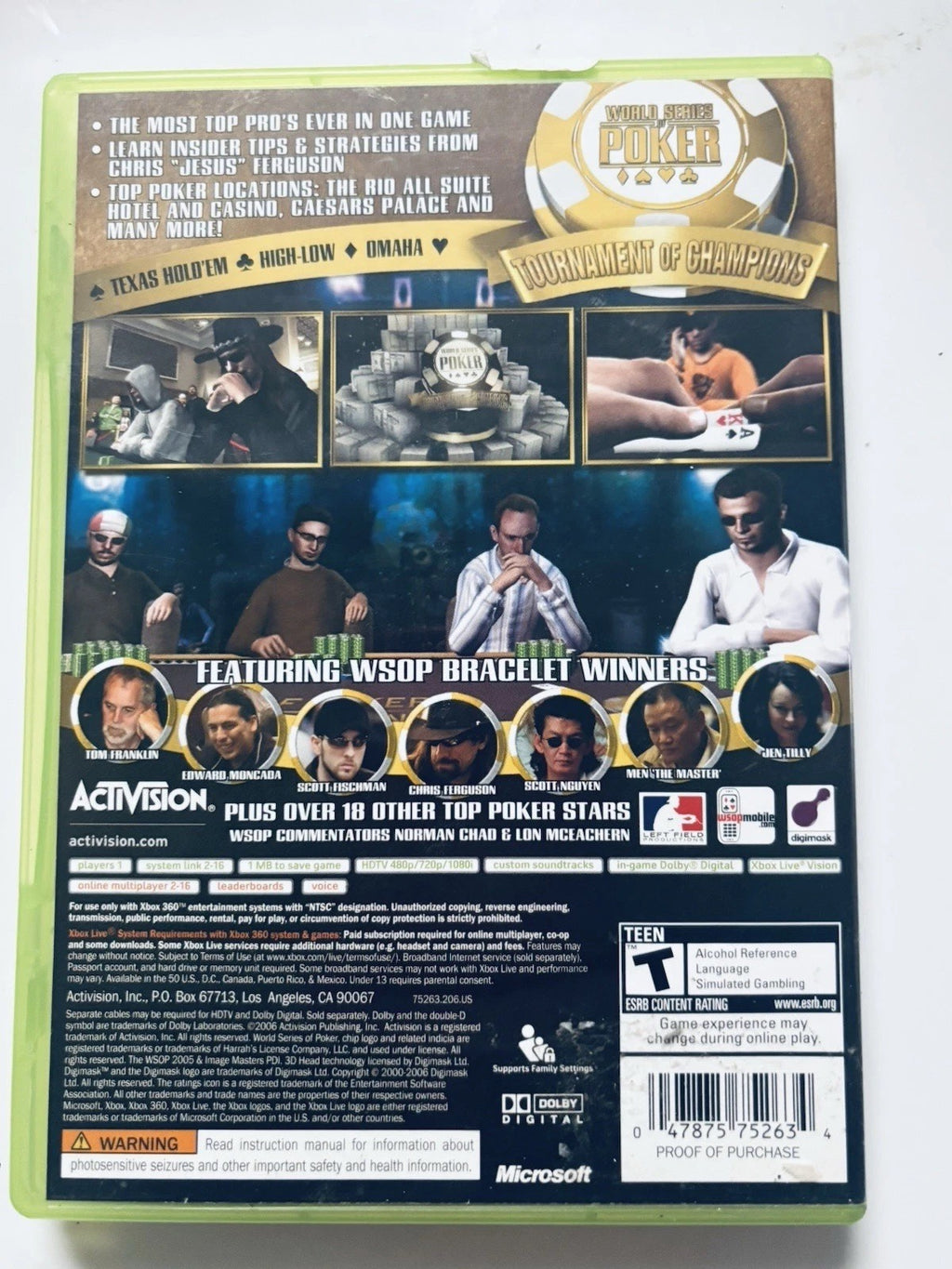 *World Series of Poker Xbox 360: Tournament of Champions (Microsoft) 2006 "MINT"