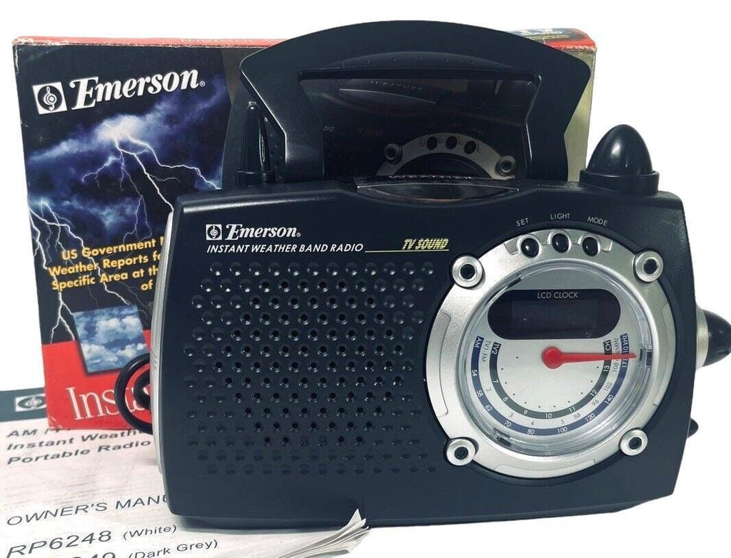 Instant Weather Radio Portable AM /FM with TV Sound Emerson RP6249 LCD Clock