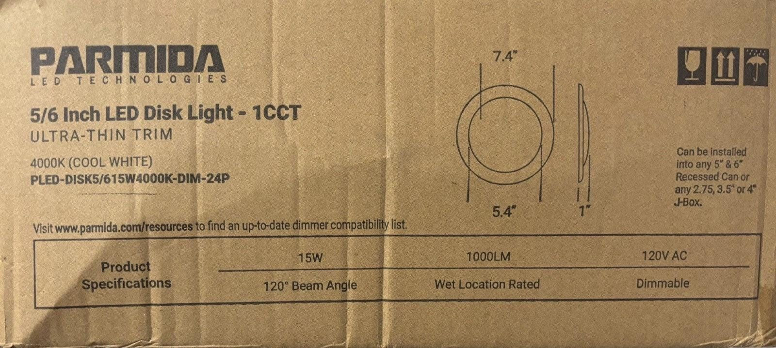 LED Recessed Ceiling Lights 5/6" Ultra-Thin 400K-DIM-24P, SET OF 2, NEW
