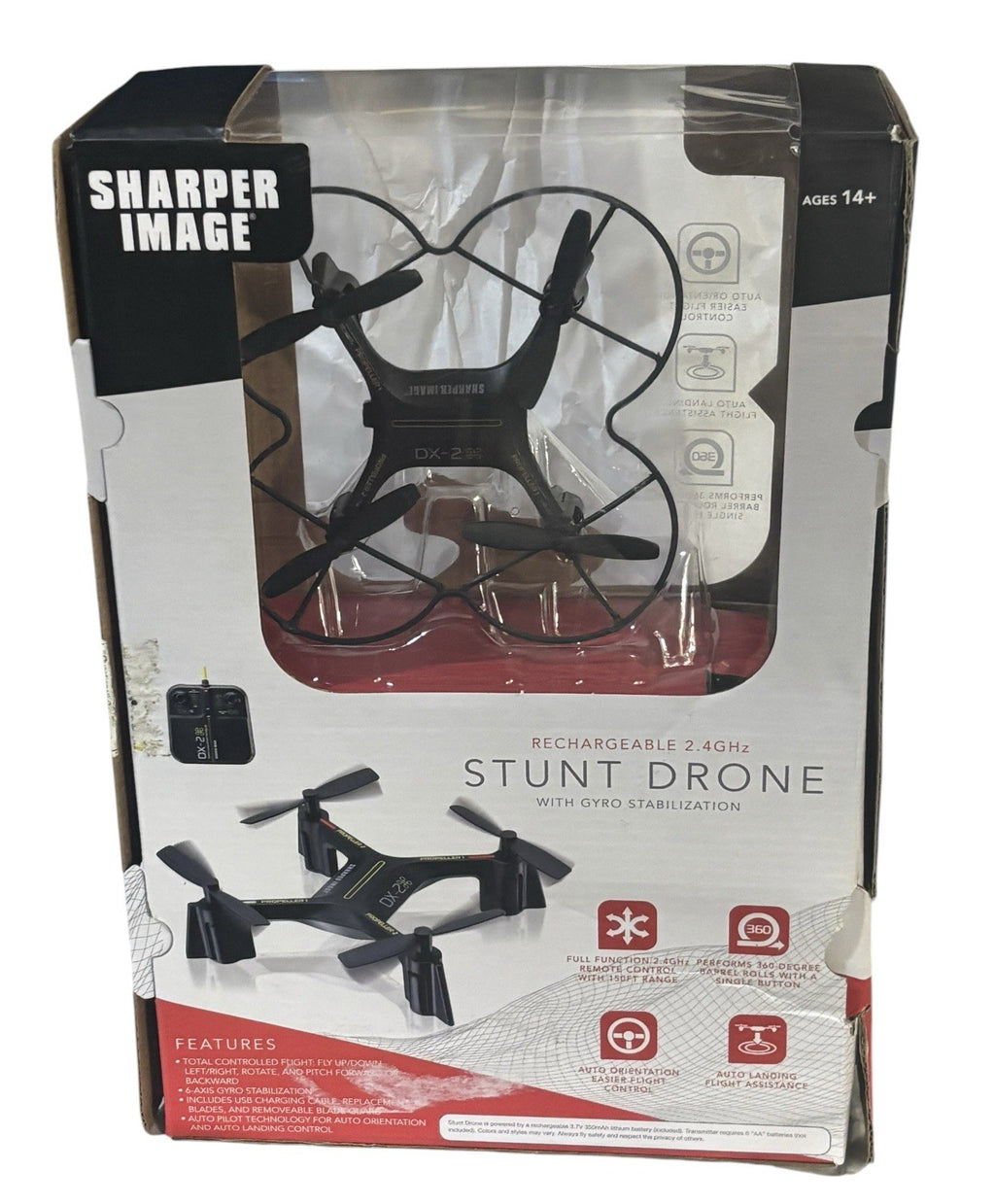 Sharper Image DX-2 Stunt Drone, W/Remote Manual & Charger OpenBox/Tested/Works