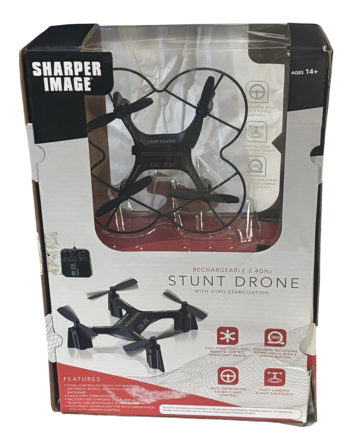 Sharper Image DX-2 Stunt Drone, W/Remote Manual & Charger OpenBox/Tested/Works