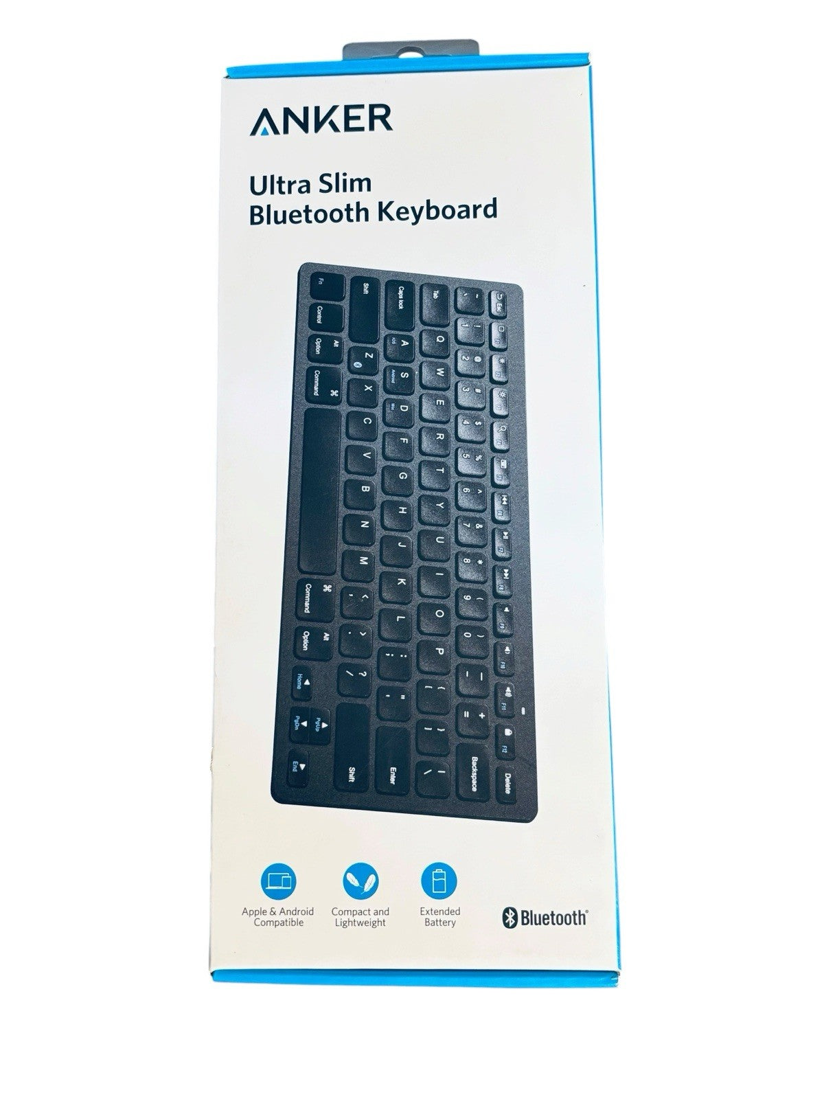 *Anker Bluetooth Keyboard Unisex Black Ultra Slim Compact Wireless Portable NEW