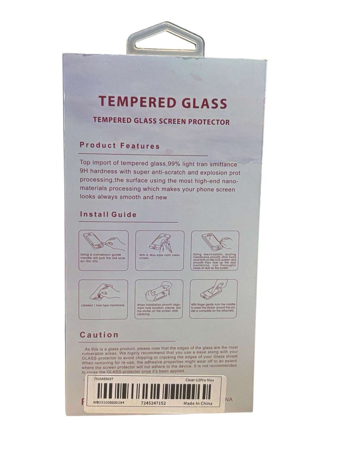 *iPhone 13 Pro Max Tempered Glass Screen Protector