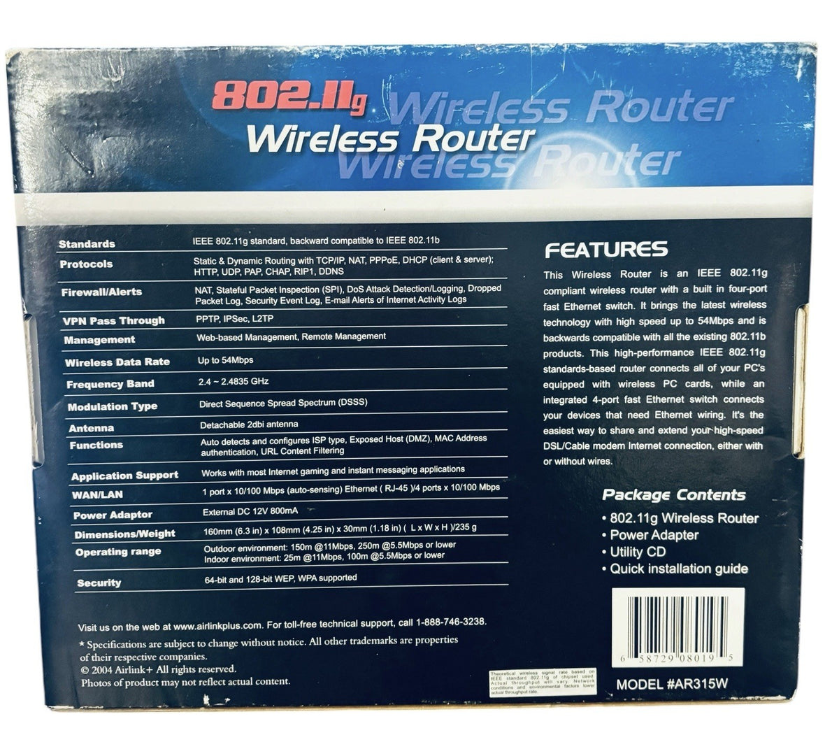 AirLink Wireless Router Networking AR315W + Add-On Adapter Card AWL3025
