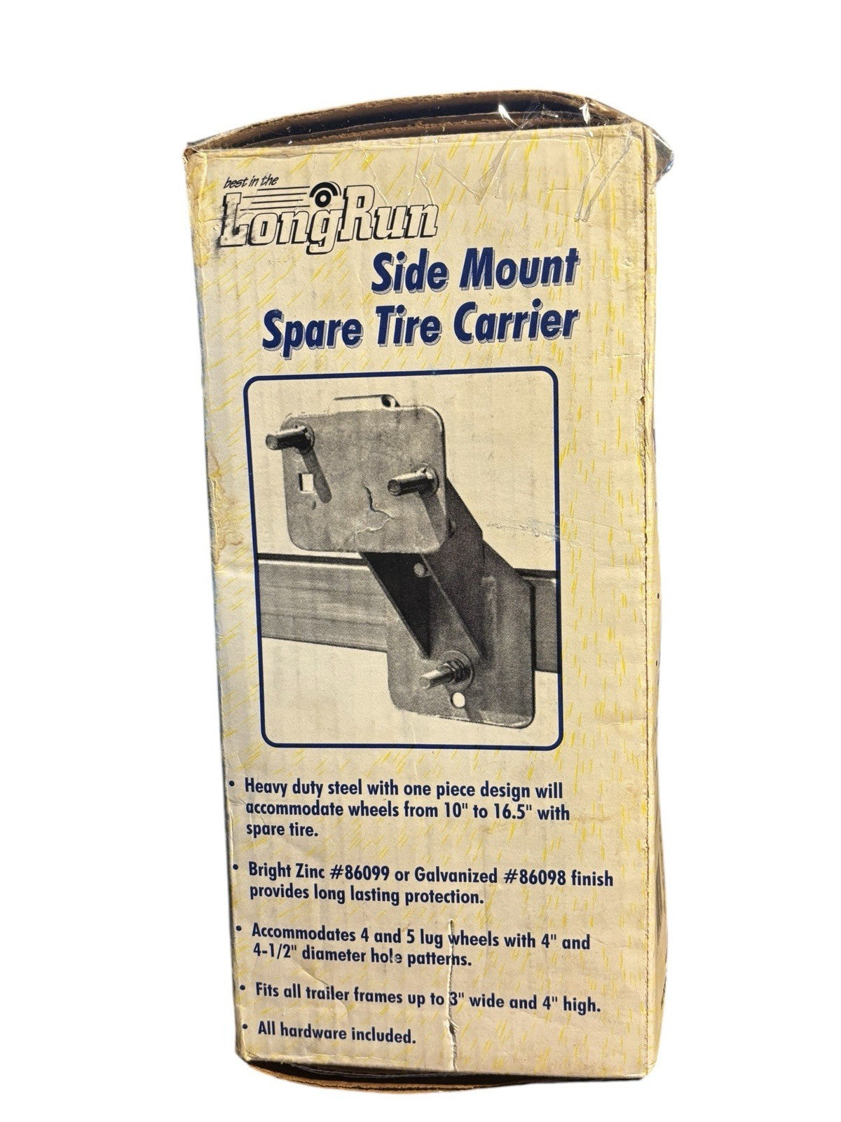 *LongRun Side Mount Spare Tire Carrier Zinc Coated 86099 for Wheels 10" to 16.5"