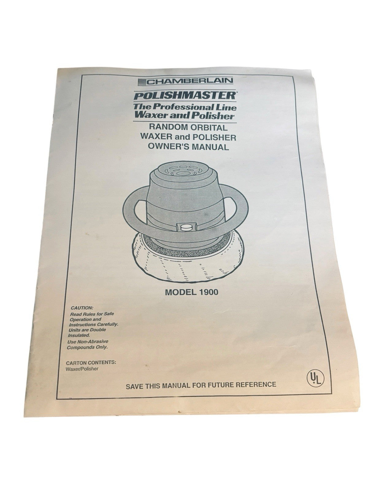 *POWERMASTER 1900 Waxer/Polisher 9” Chamberlain Professional Line w/Manual