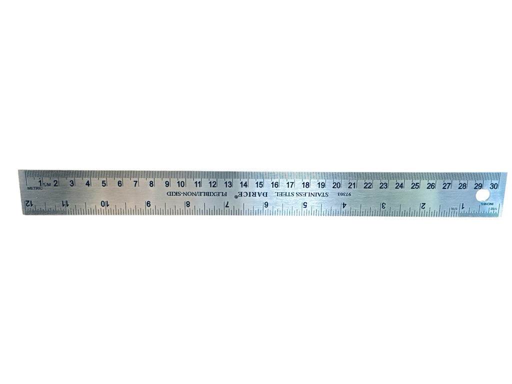 12” Ruler, Stainless Steel Cork Backed W/Storage Clear Sleeve, STUDIO 71
