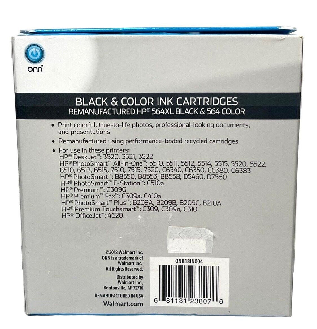 *onn Printer Ink Cartridges for HP (Black 564 XL + Color 564) 4 Cartridges