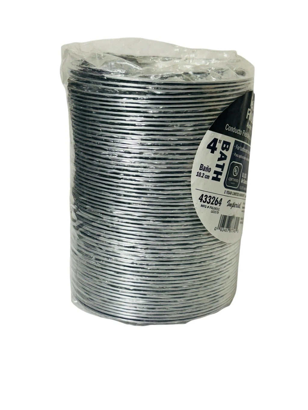 Imperial Flexible Foil Duct Aluminum Air Connector for Bathroom Fan Vent 4inx8ft