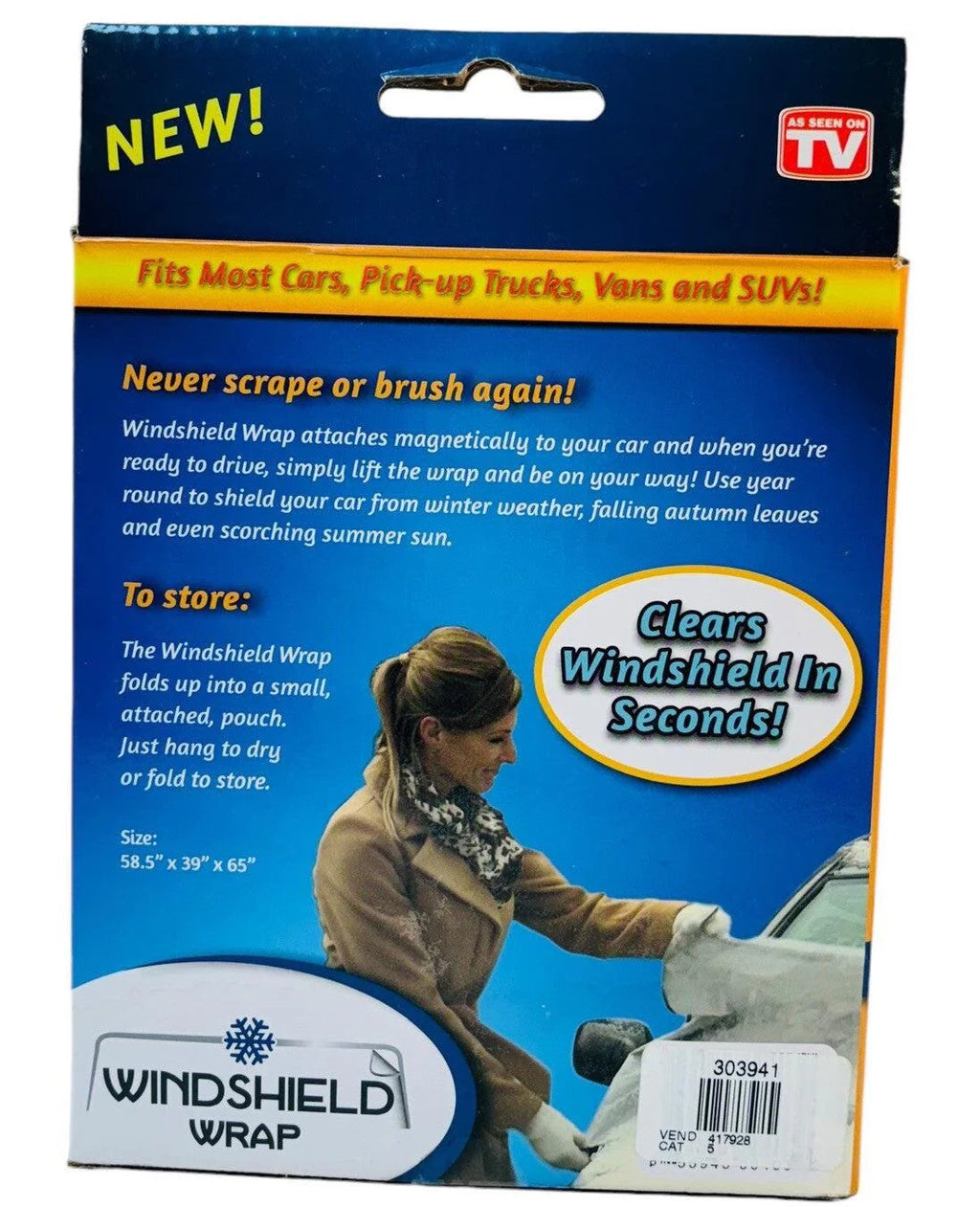 *WindShield Car Wrap!  Magnetic Snaps AS SEEN ON TV "NEW IN BOX NEW IN BOX".