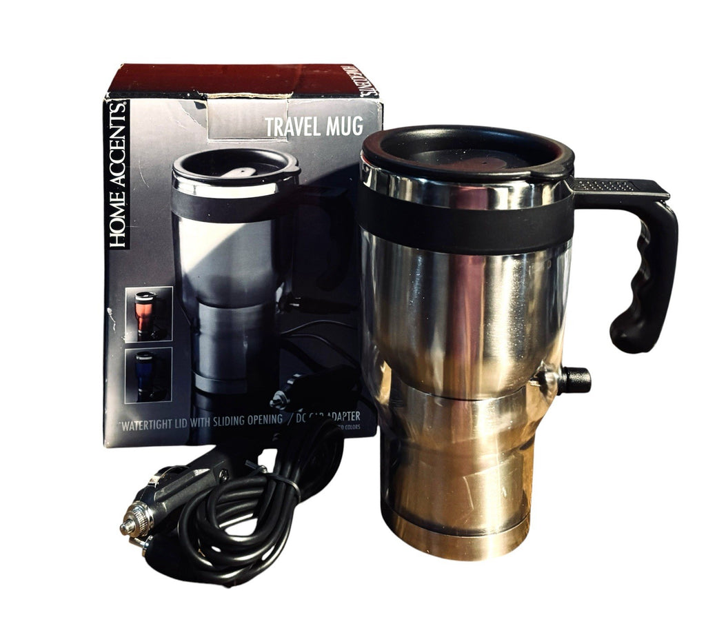 *Home  Accents Blue Stainless Steel Travel Mug 16oz Hot or Cold with DC Adapter