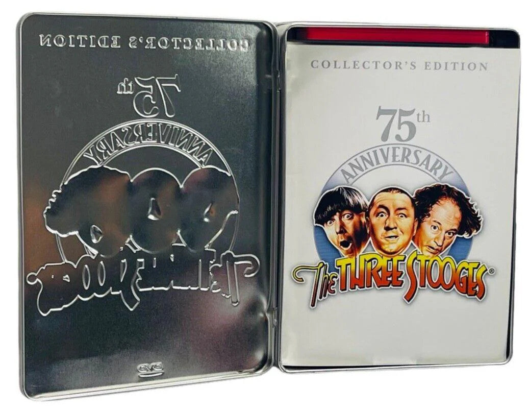 *THE THREE STOOGES COLLECTOR DVD SET with BIO BOOK & PHOTOS, 75th ANNIVERSARY