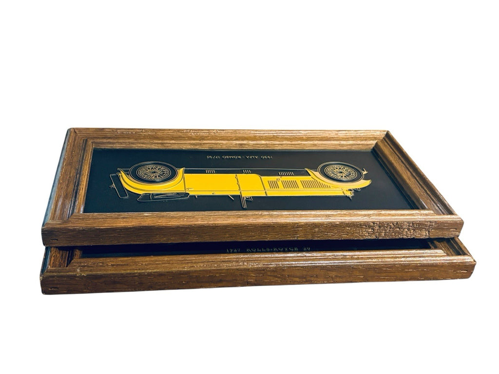 Hugh Evelyn LTD Frank Down Wall Frame Plaque 1930 Alfa-Romeo 1927 Rolls-Royce