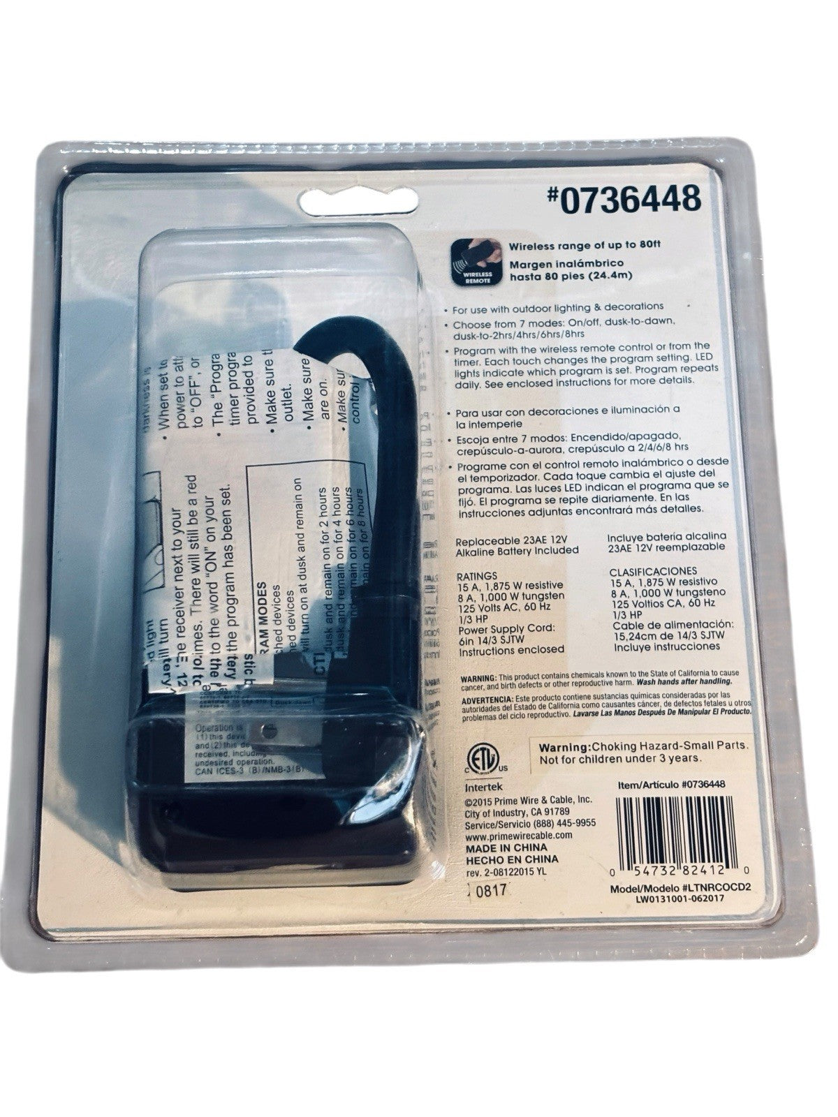 PRIME Remote Controlled Countdown Timer Outdoor w/ Two Grounded Plugs 0736448