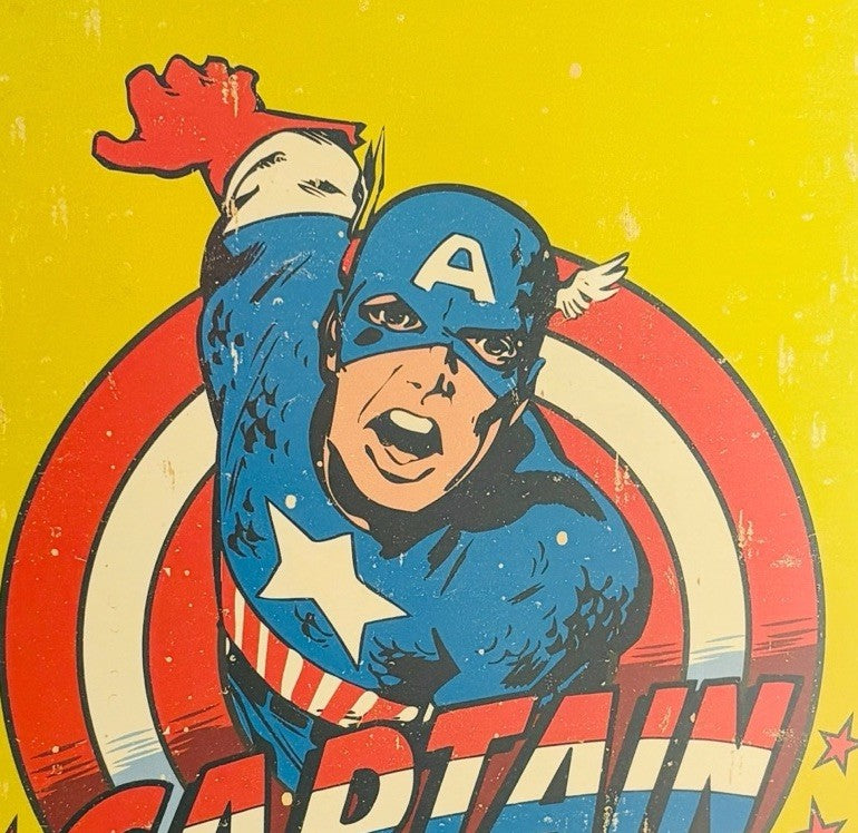 2007 Captain America Retro Metal Tin Poster Wall Art Marvel Characters Inc USA