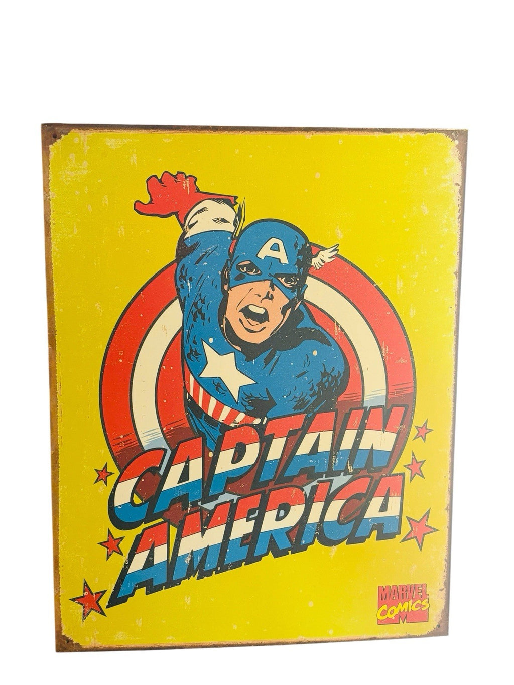 2007 Captain America Retro Metal Tin Poster Wall Art Marvel Characters Inc USA