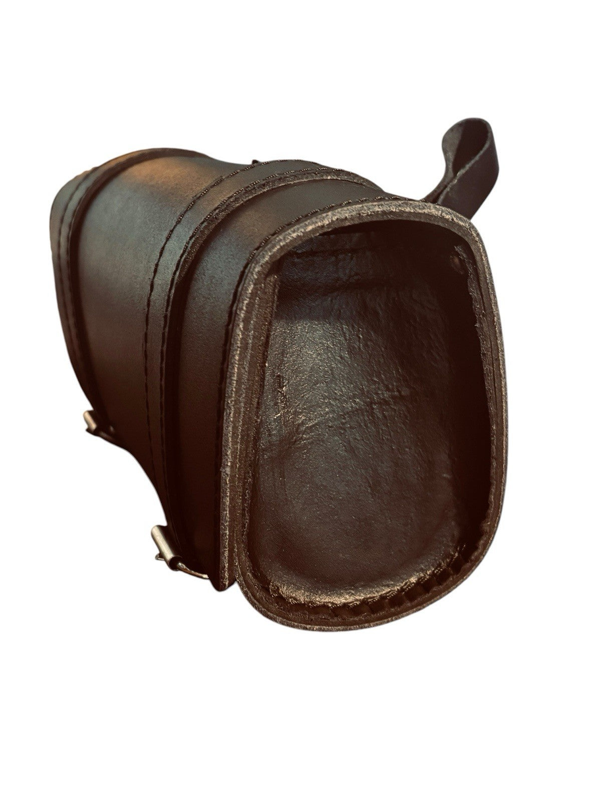 *12'' Leather Motorcycle Fork Tool Bag SaddleBag Storage Pouch Luggage Handlebar