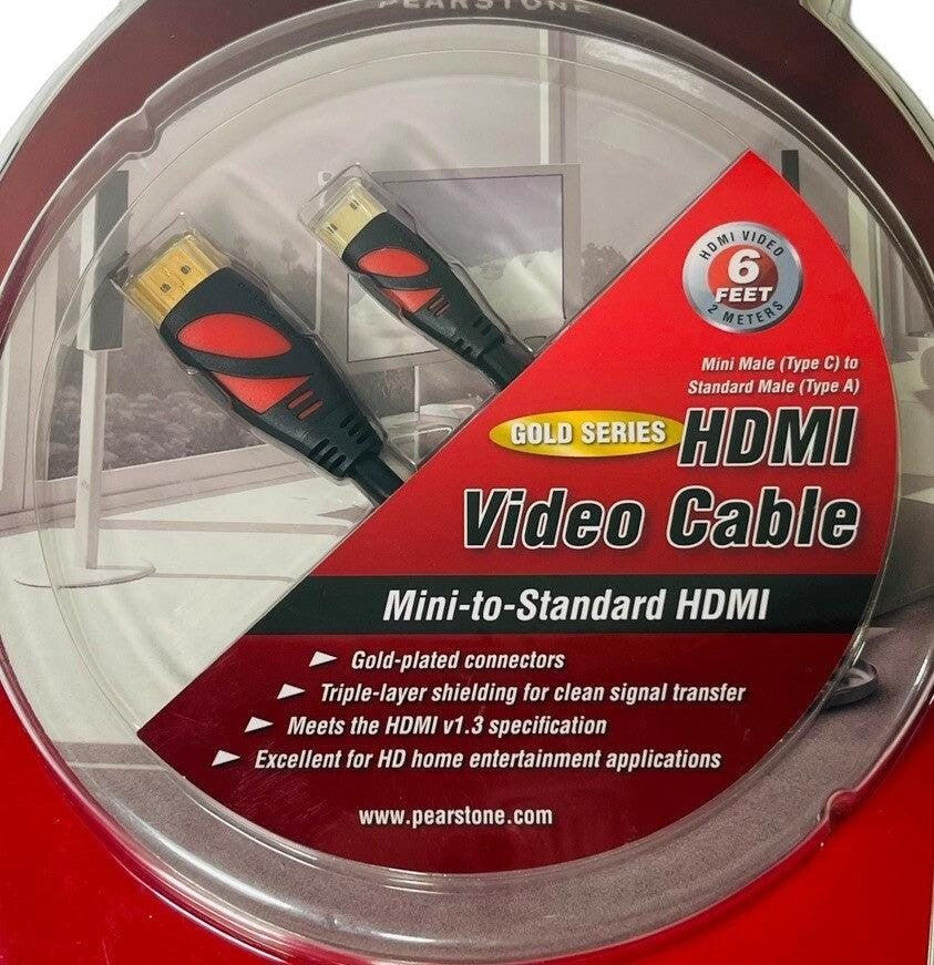 *Pearstone Gold Series HDMI Mini-to-Standard Cable 6 Feet HDMI-AC206, NEW!