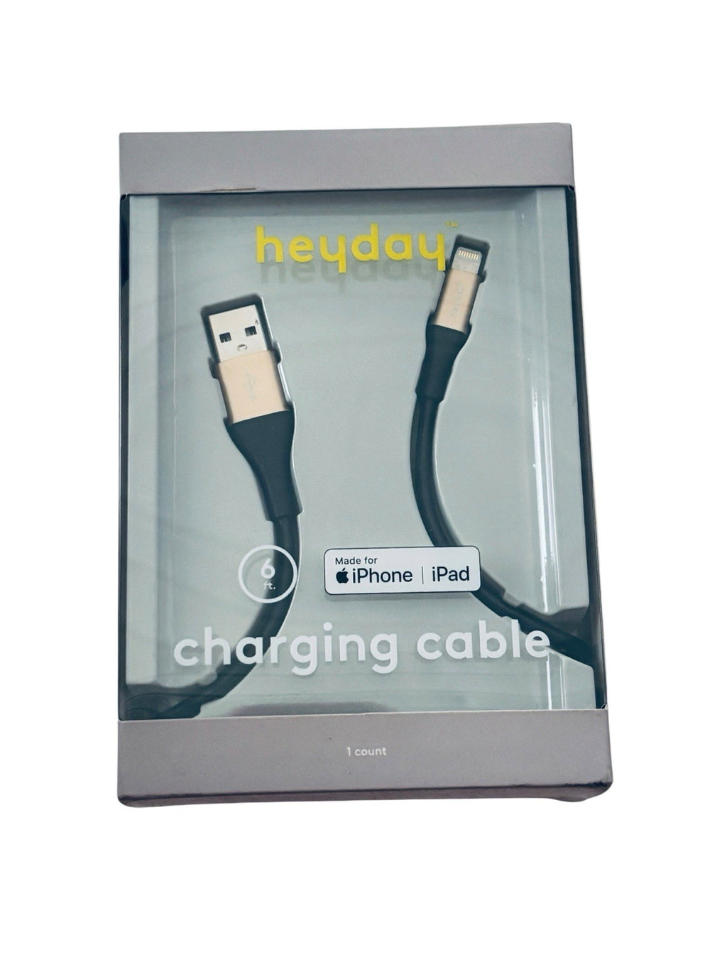 *NEW Heyday 6' Charging Cable USB to Apple iPhone iPad - BLACK/GOLD (sw)